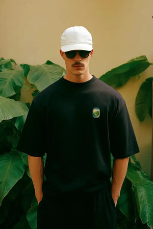 T-Shirt Airplane Bali Oversized Drop Shoulder - Black