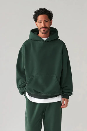 Hoodie Drop Shoulder Blank - BLACKISH GREEN