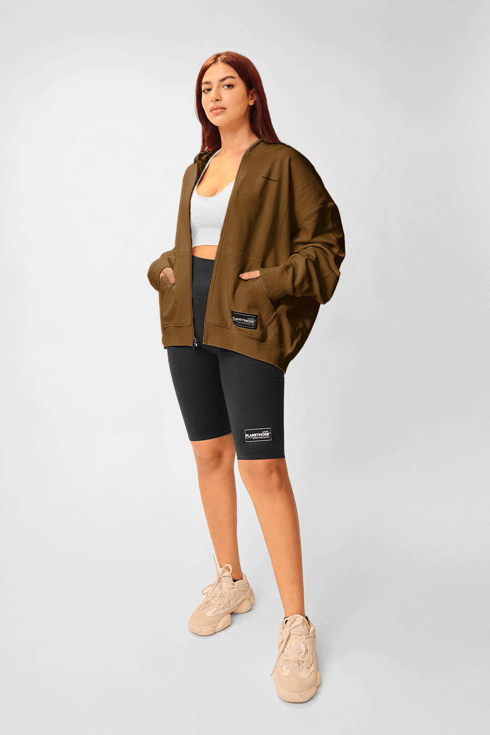 Women Essential S/SS23 Hoodie Zipper 100% Cotton Mocha