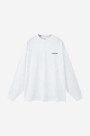 T-shirt Basics Long-Sleeves Drop Shoulder Oversized - White