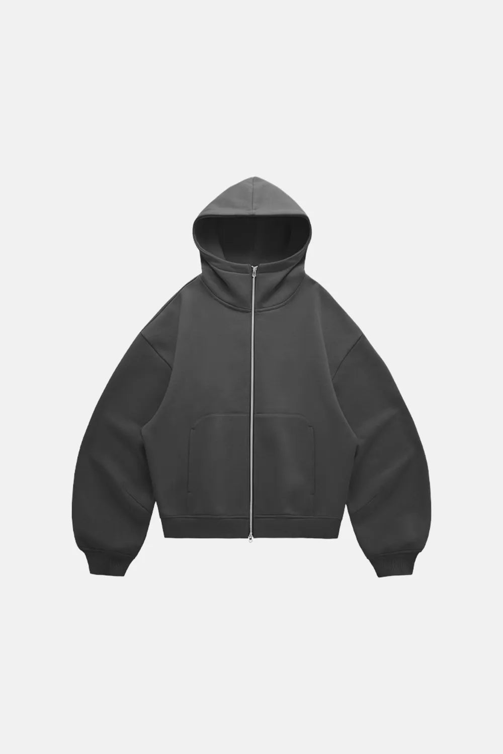 Hoodie Zipper Blank Cloudy - Black