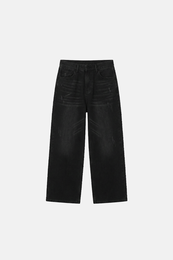 بنطلون جينز رجالي واسع الساق بلون داكن