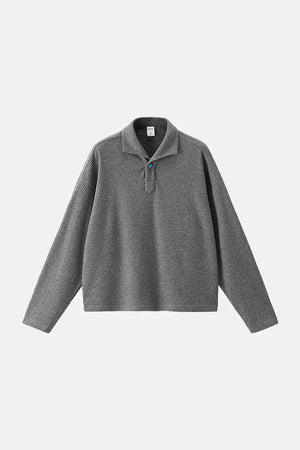 Textured Waffle Knit Polo - Grey