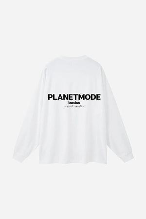 T-shirt Basics Long-Sleeves Drop Shoulder Oversized - White