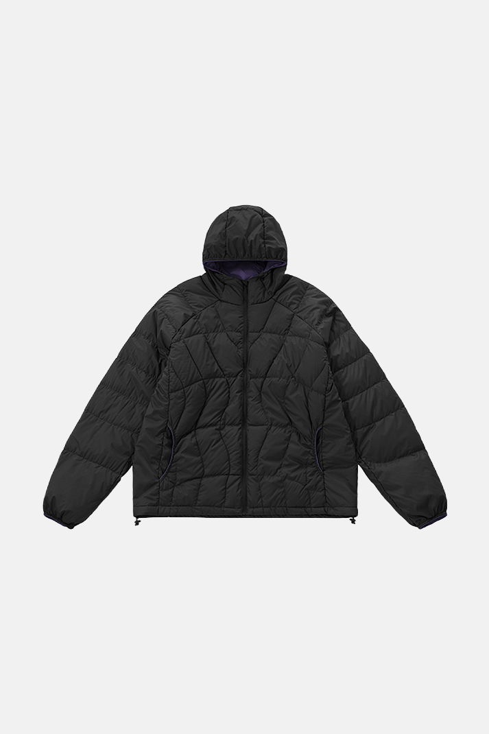 جاكيت رجالي خفيف الوزن منفوخ بغطاء للرأس - أسود