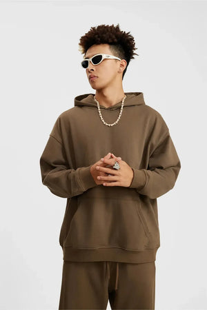 Hoodie Drop Shoulder Blank - BROWN