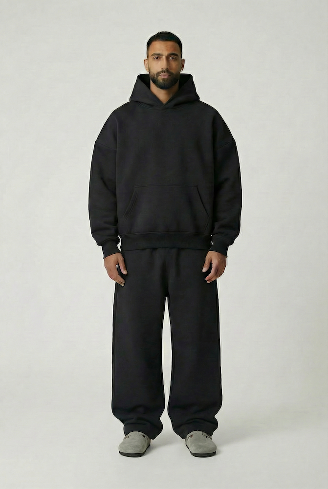 هودي كتف ساقط بلانك - أسود