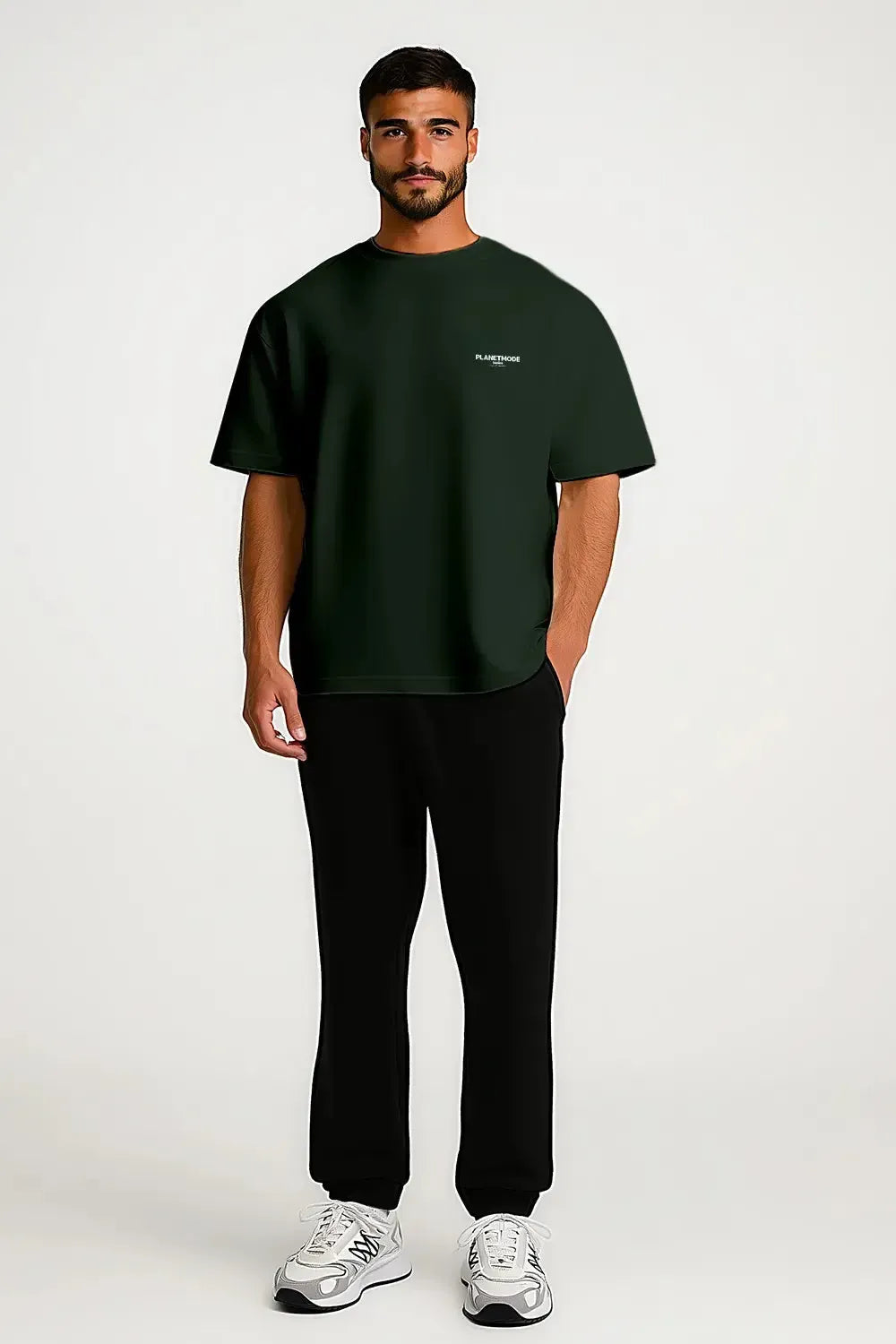 T-shirt Basics drop shoulder oversized - Dark Green