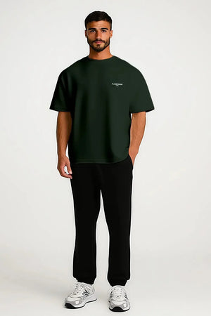 T-shirt Basics drop shoulder oversized - Dark Green