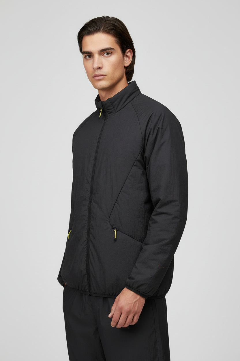 جاكيت رجالي خفيف الوزن مقاوم للرياح برقبة عالية - أسود