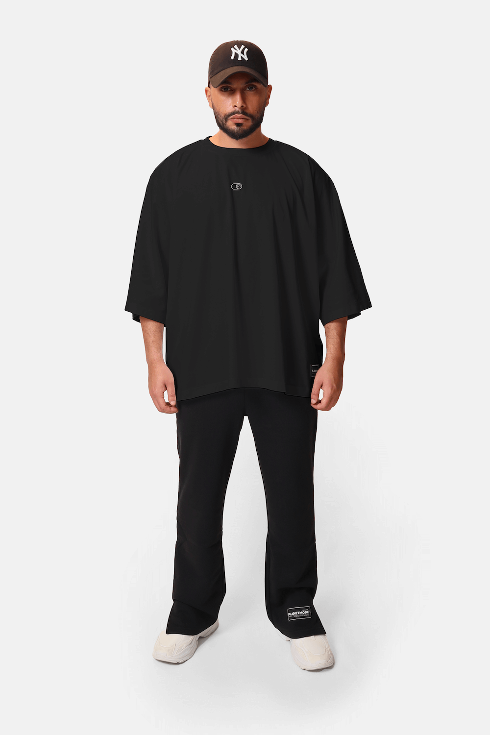 Men 100% Cotton Mid Sleeves Oversized Tee Shirt Black