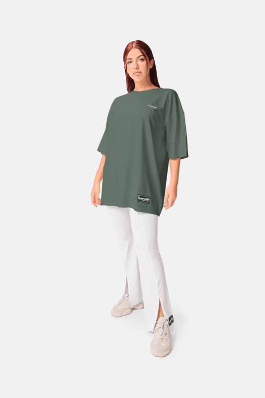 Women Oversized Drop Shoulder Essential Tee Shirt S/FW22 Army Green