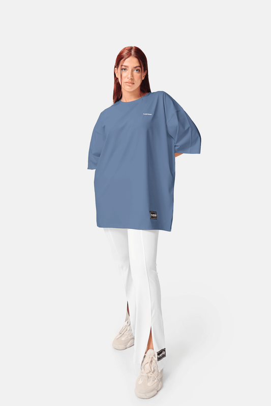 Women Oversized Drop Shoulder Essential Tee Shirt S/FW22 Blue Gray